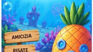 SpongeBob in Italiano - grafica editoriale con ambientazione sottomarina